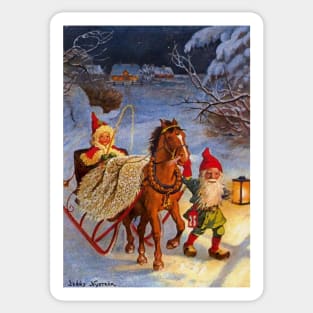 “Sled Ride at Night” by Jenny Nystrom Sticker